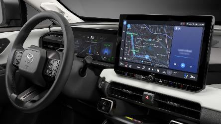 Close-up of the 12.9-inch digital display and infotainment system in the new RAV4