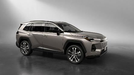 Clean side profile of the 6th gen RAV4 in the hero Urban Rock color